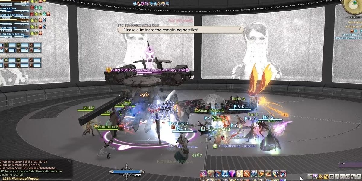 yorha unit on screen during fight against heavy unit