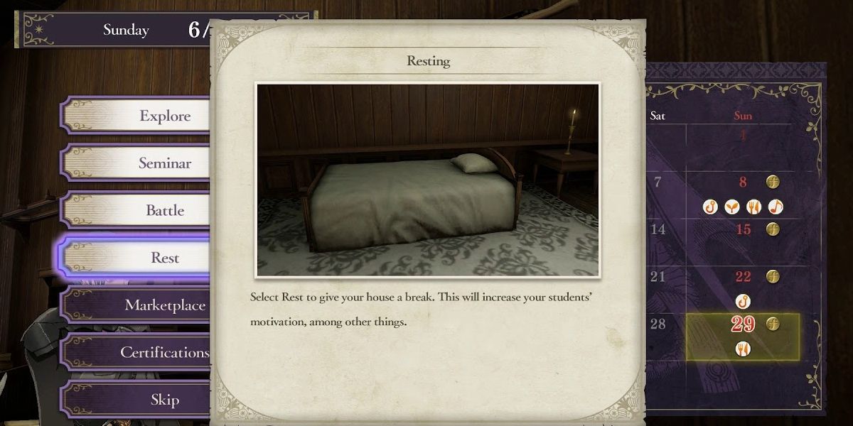 bed and resting instructions