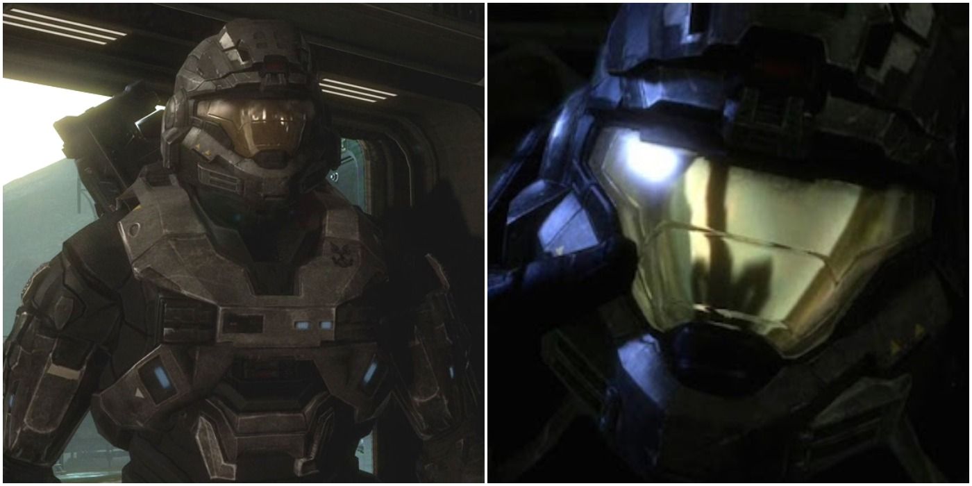 Noble 6 in Halo: Reach's intro and their helmet being held by themselves in the same intro