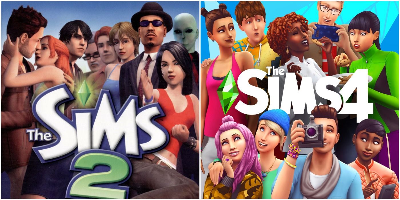Promo/box art for The Sims 2 and The Sims 4
