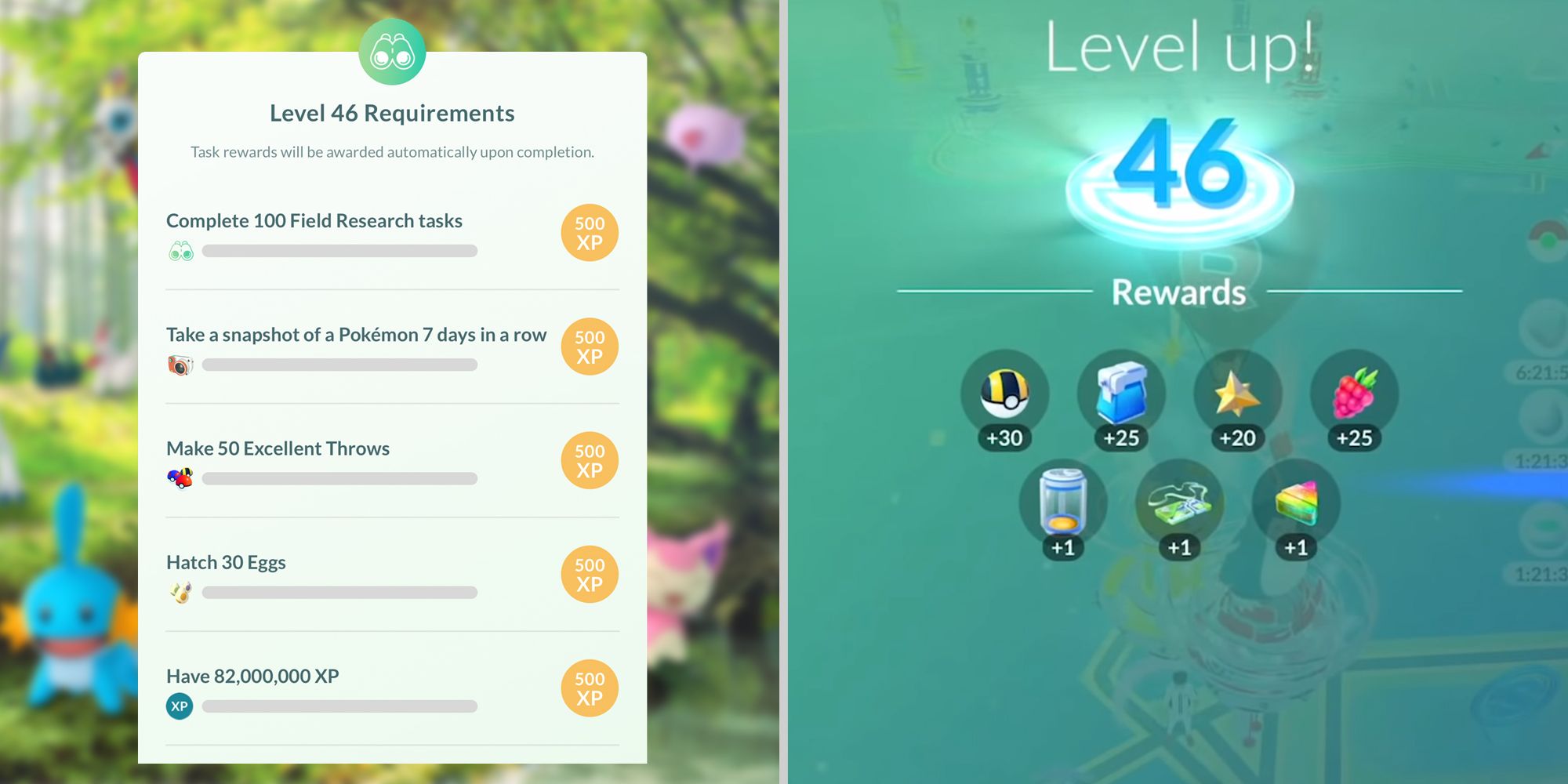 Requirements and rewards for level 46 in Pokemon Go