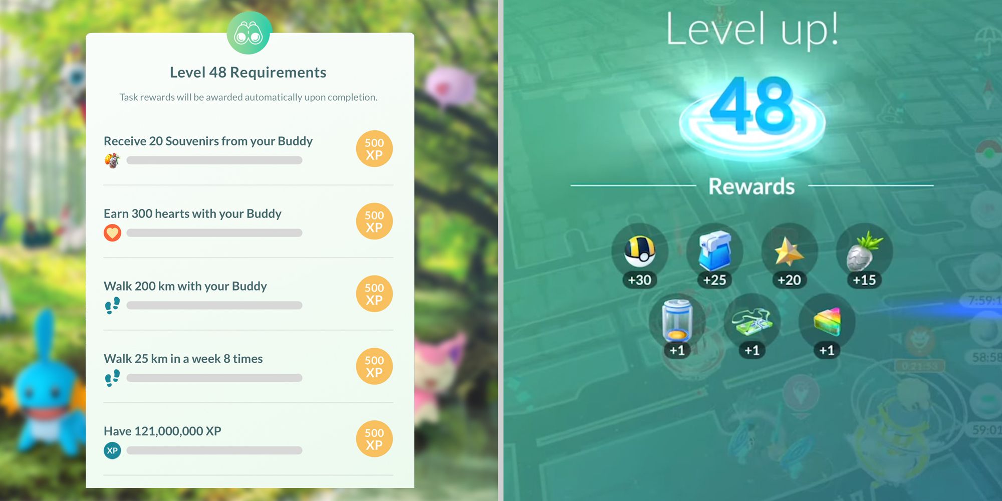 Requirements and rewards for level 48 in Pokemon Go