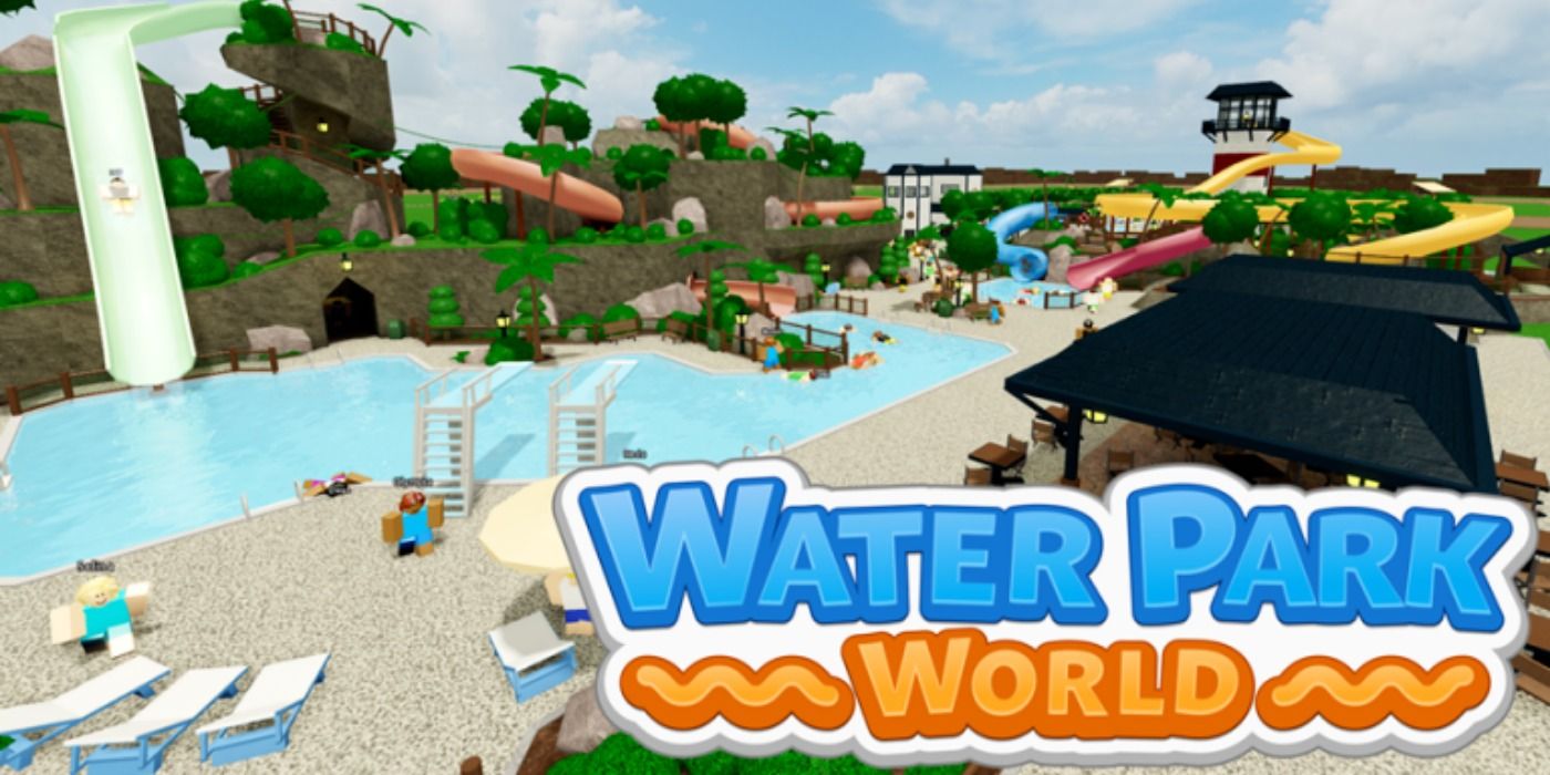Large overview of a water park in Water Park World on Roblox