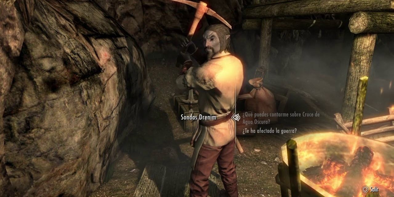 Dunmer Elf Sondas Drenim in the mines