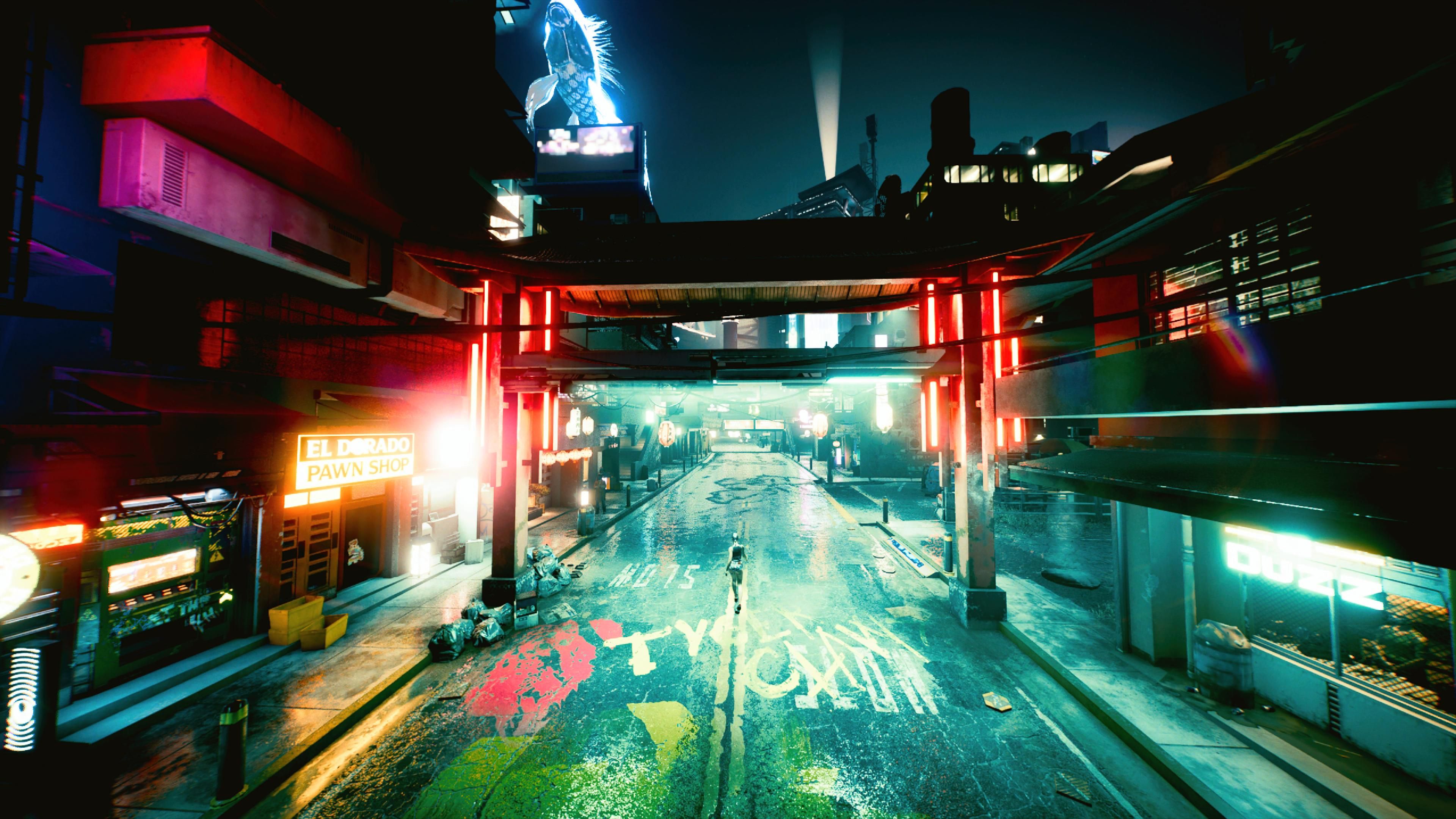 City streets in Cyberpunk 2077