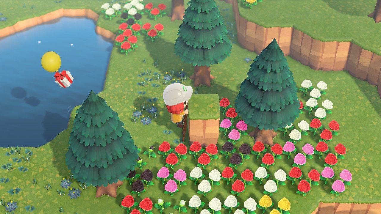 Animal Crossing Popping Balloons without Slingshot - climbing cliff with ladder