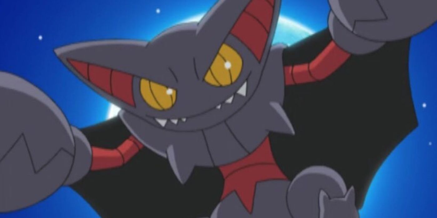 Ash's Gliscor flying at night in the Pokemon Diamond Pearl Anime