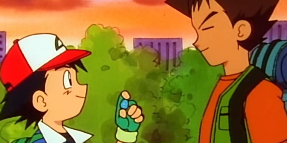 The Victorius Ash Shows Brock His Cascade Badge