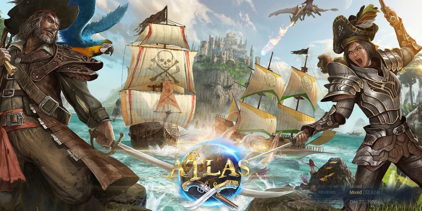 Atlas Promo Art Overlaid With Steam &quot;Recent Reviews Score&quot;