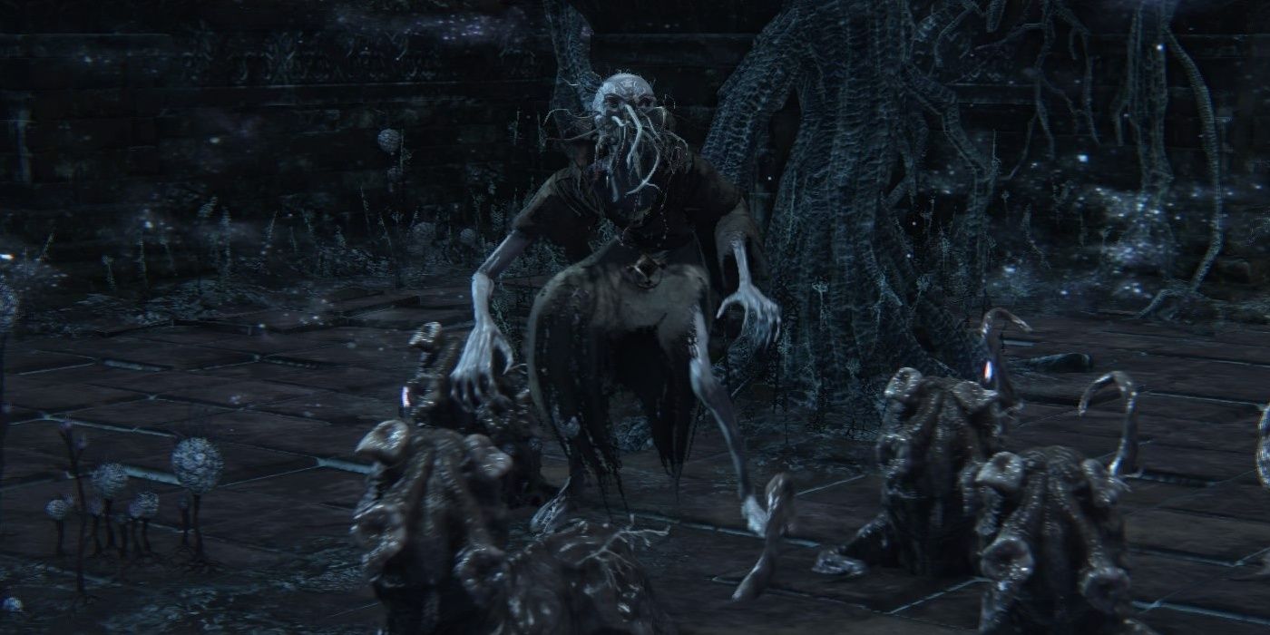 Brainsuckers about to attack the Hunter in Bloodborne.