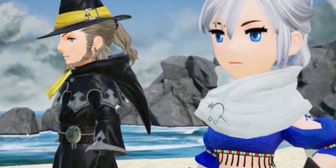 Meeting Elvis and Adelle on the beach in Bravely Default 2