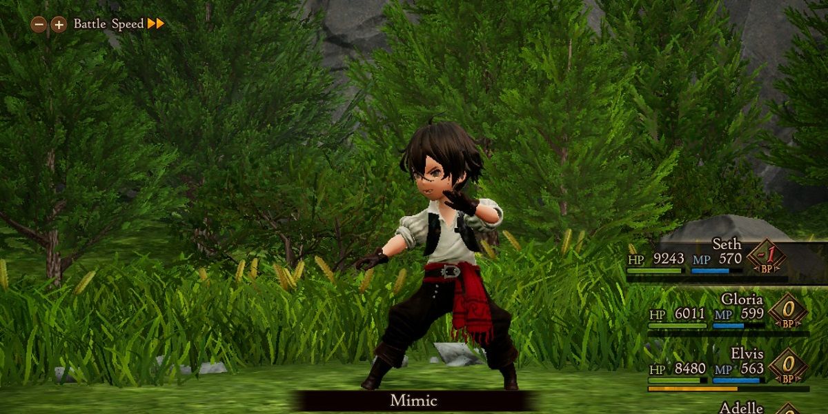 Seth as a Freelancer casting Mimic in Bravely Default 2