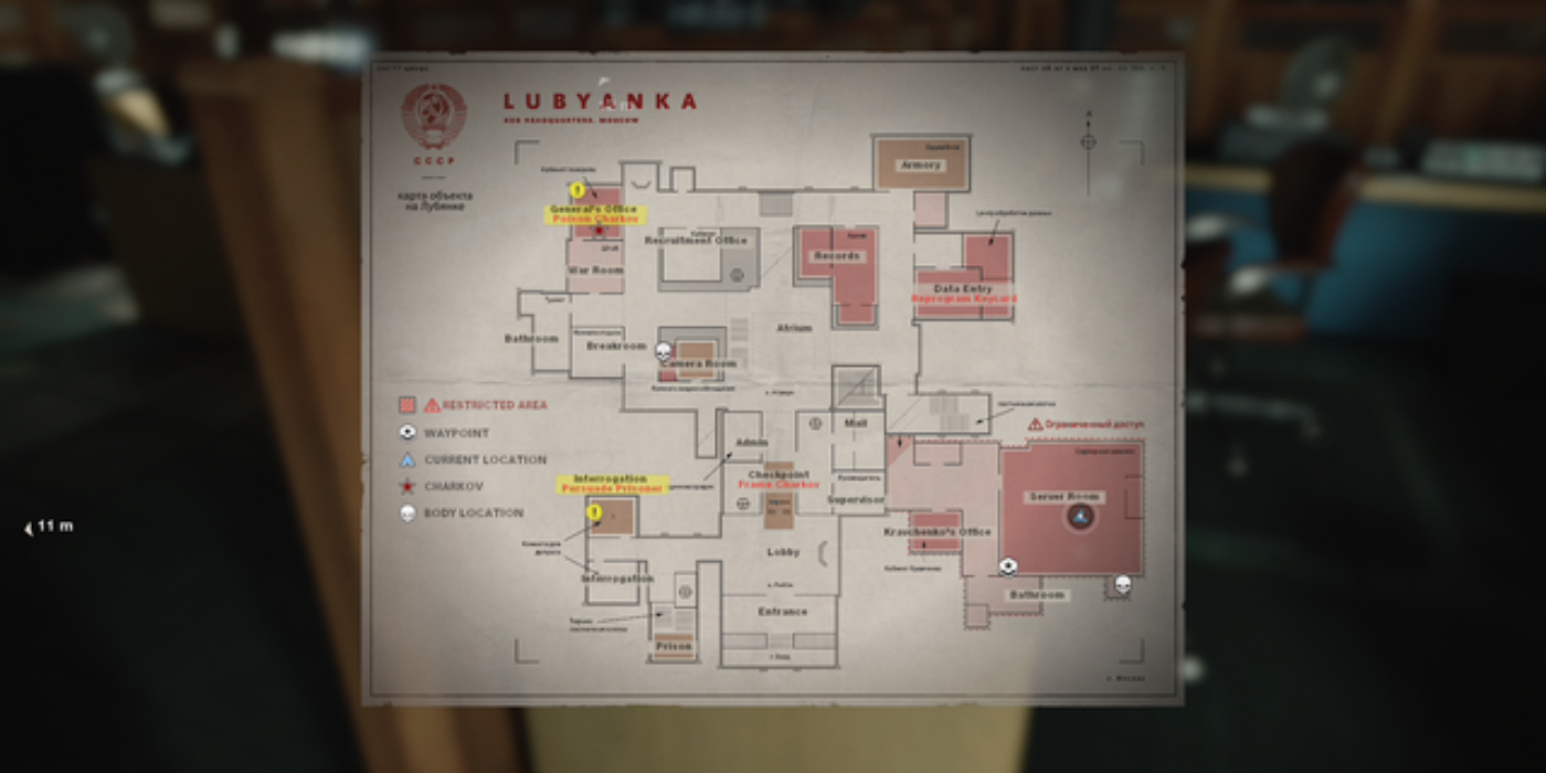 The map of the Lubyanka Building during the Desperate Measures Mission
