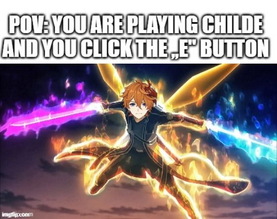 duel wielding childe meme