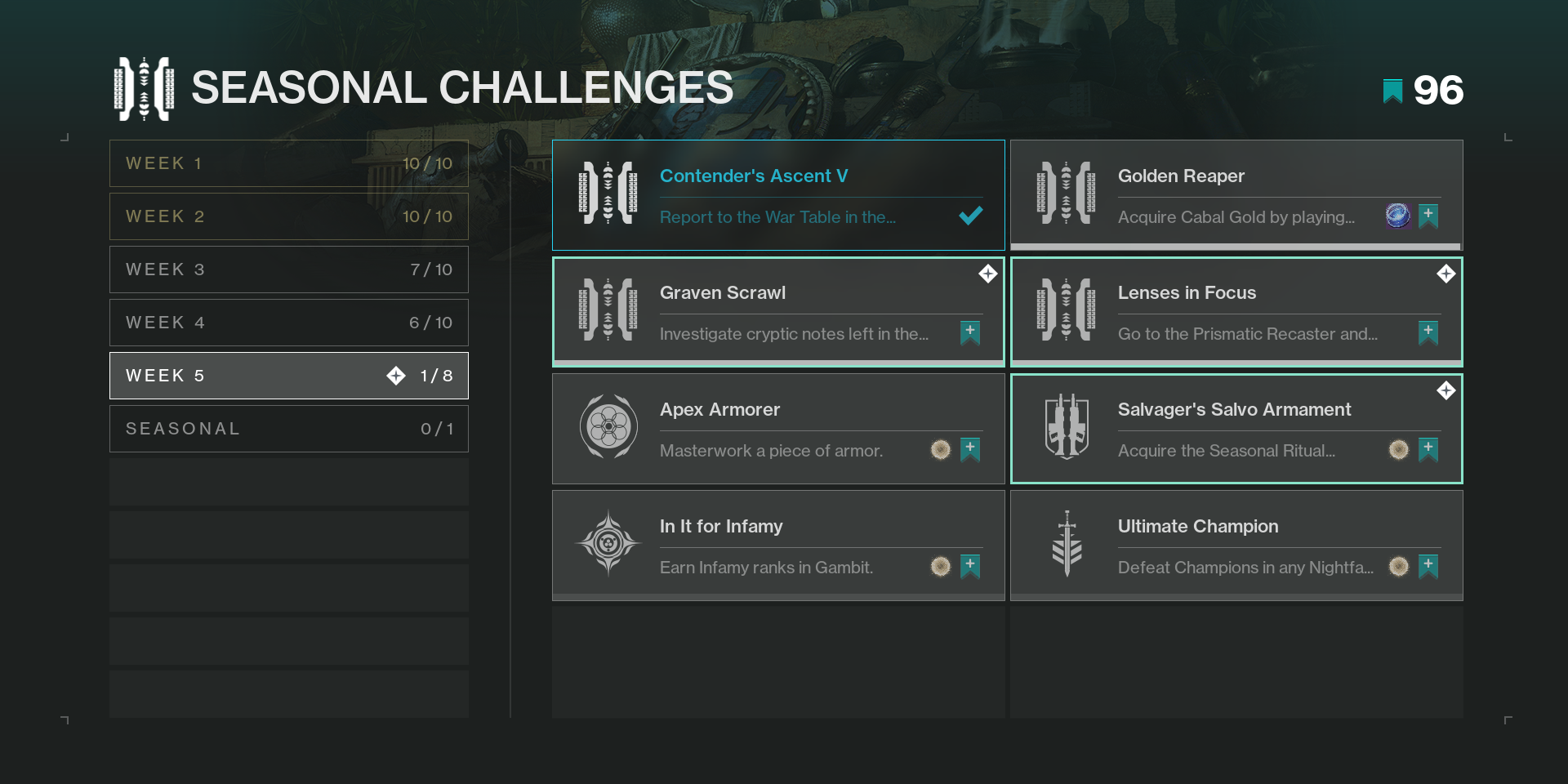 Destiny 2 Chosen Week 5 Challenges