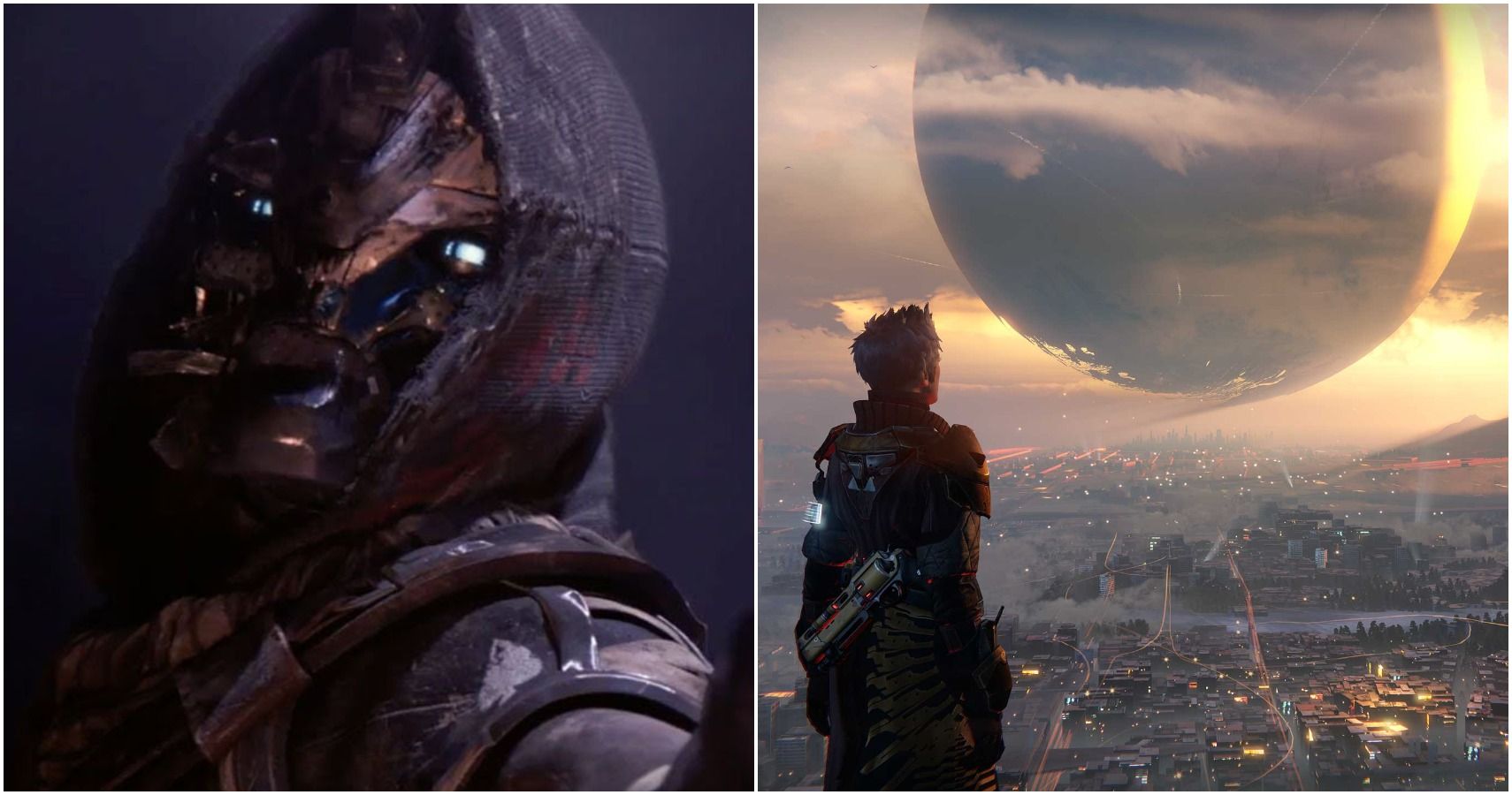 Cayde-6 about to die next to a sunset in Destiny 2