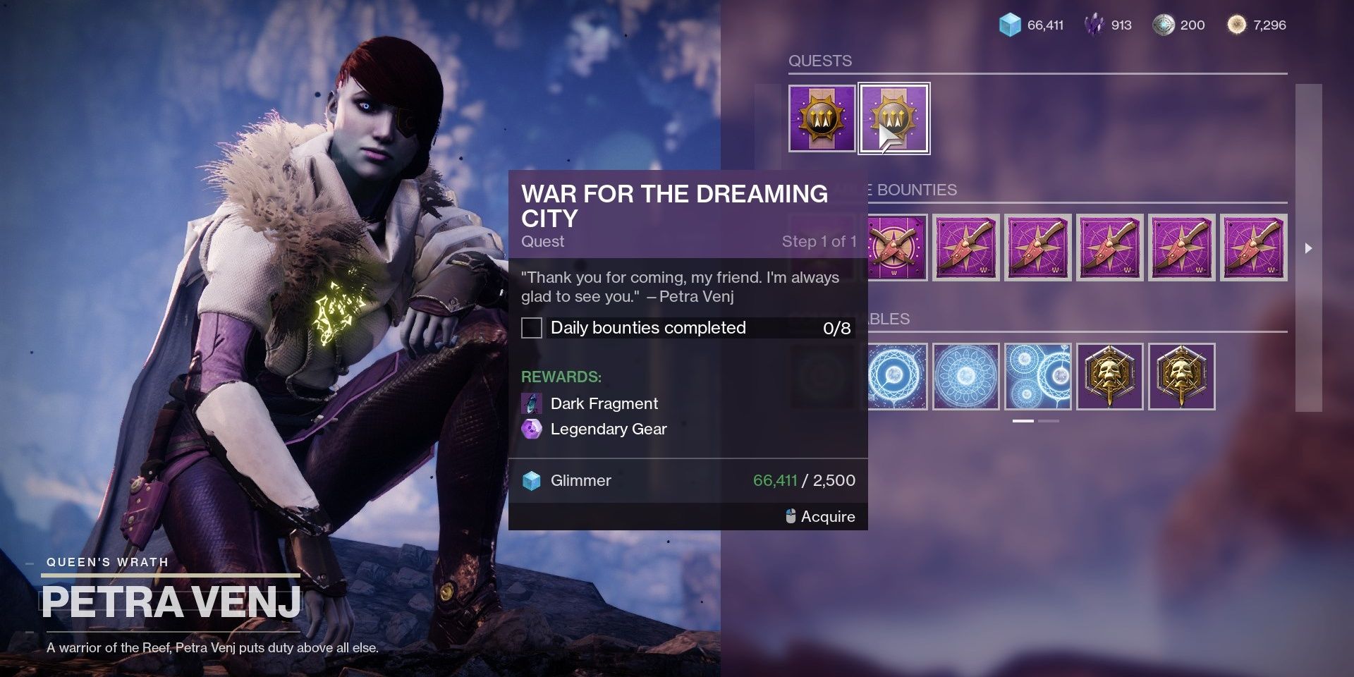 Destiny 2 War for the Dreaming City Bounty