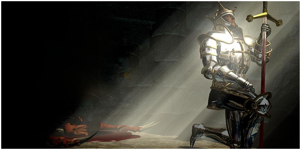 Diablo 2 Paladin Kneeling In Game Artwork