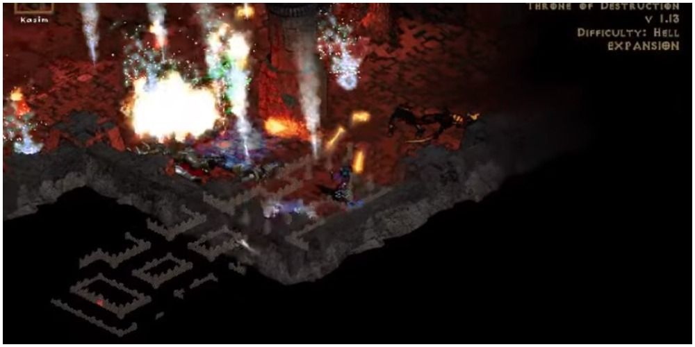 Diablo 2 Sorceress Casting A Fireball Into A Blizzard