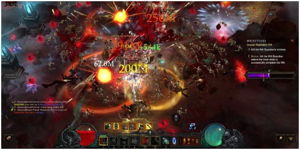 Diablo 3 Necromancer Detonating Corpses With Huge Damage Numbers