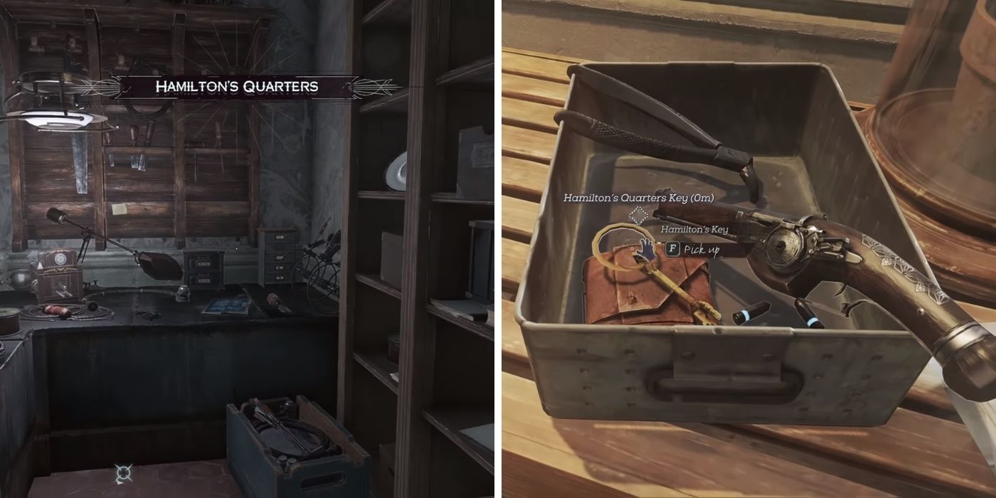 Dishonored 2 - Joe Hamilton's quarters - Box with a key and gun inside