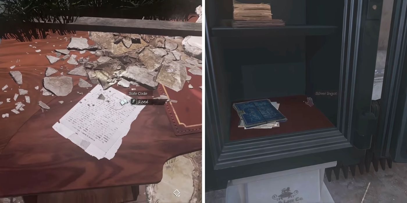Dishonored 2 - Note on a destroyed table - An open vault with a blueprint inside