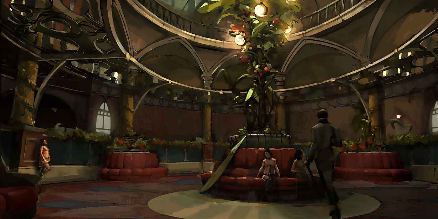 Dishonored Artwork Women and Man in Lounge
