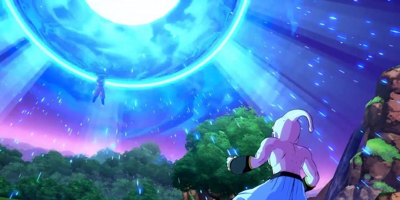 Dragon Ball Fighterz Goku with the spirit bomb vs kid buu Cropped