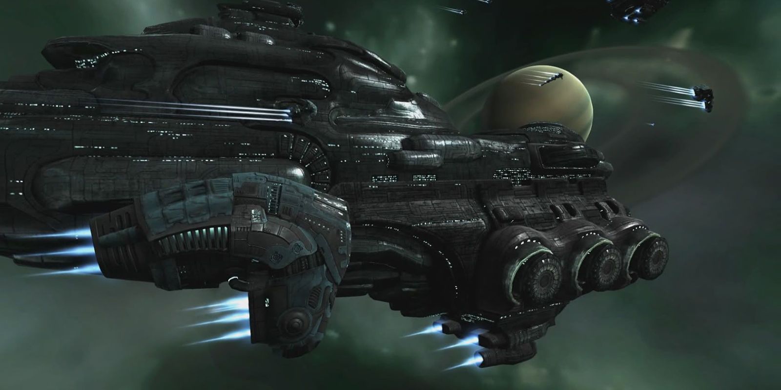 Eve Online Gallente Fleet large ship in space
