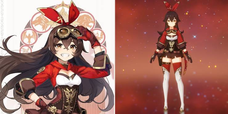 Amber's art card and in game menu art side by side.