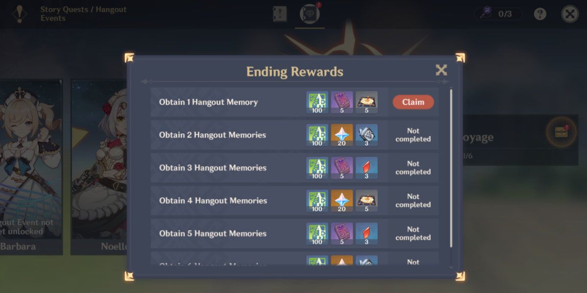 hangout event rewards
