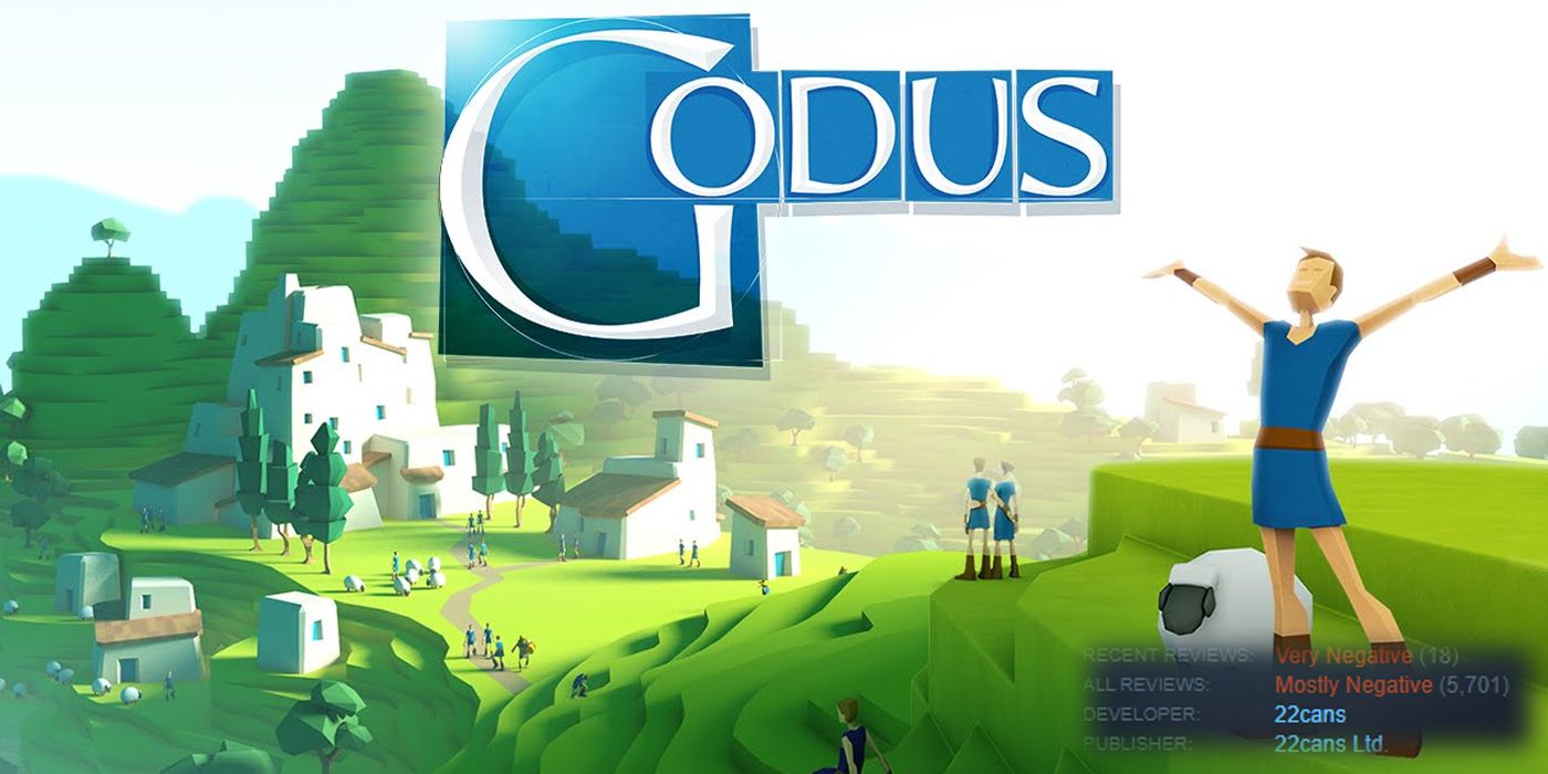 Promo Art For Godus Overlaid With Steam &quot;Recent Reviews Score&quot;