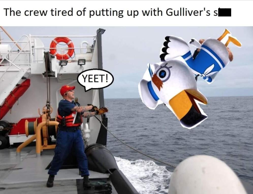 Gulliver Being Thrown Overboard Meme Clean
