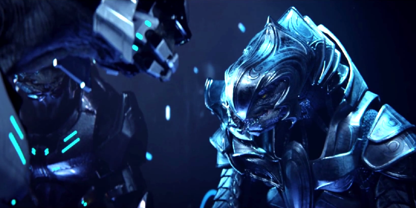 Arbiter (left) gets looked down upon by Rtas 'Vadam(left) in a H2A cutscene