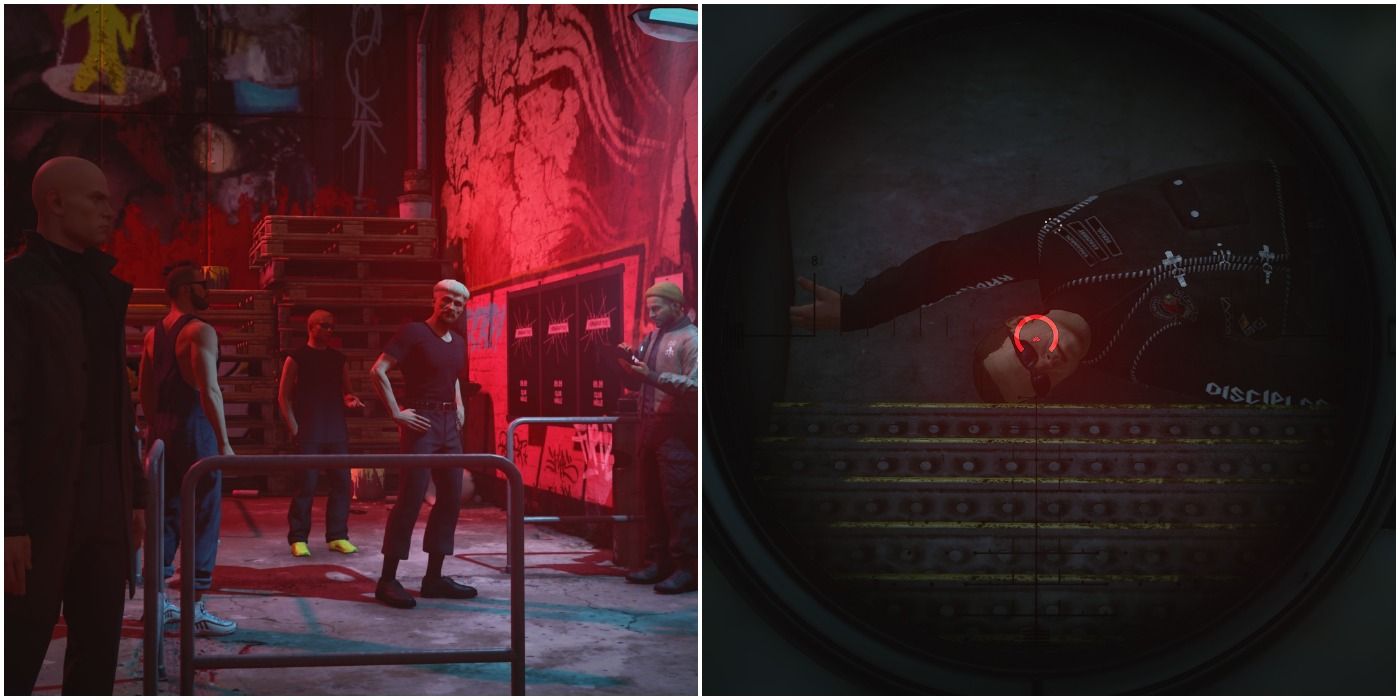 Hitman 3 Berlin Sniper Assassin Challenge Collage 47 At Club And Lining Up A Shot
