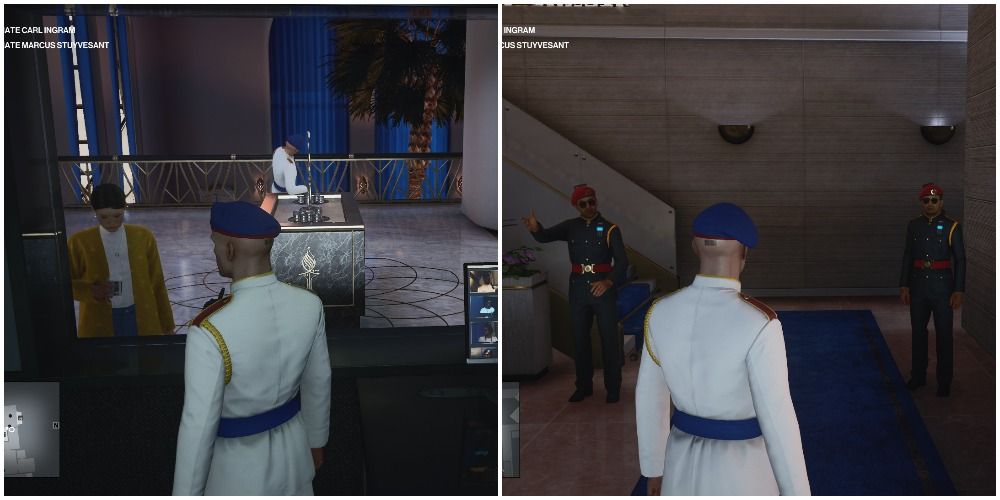 Hitman 3 Jumping Out Of A Window And Running Into Guards In Dubai