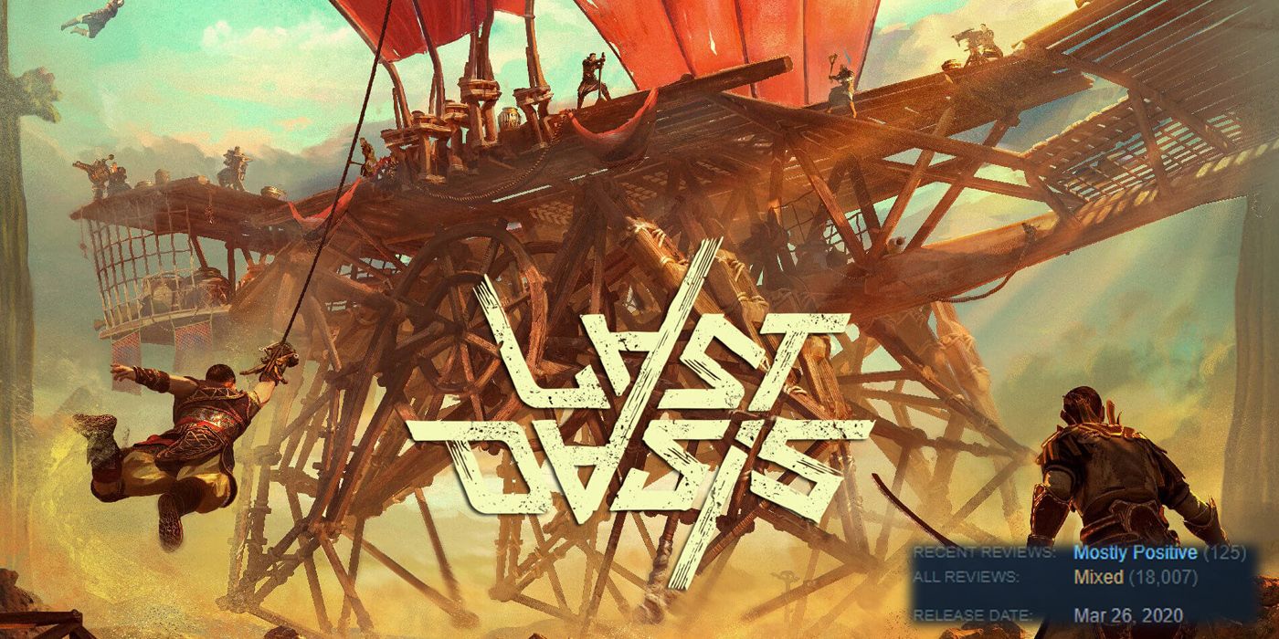 Last Oasis Promo Art Overlaid With Steam &quot;Recent Reviews Score&quot;