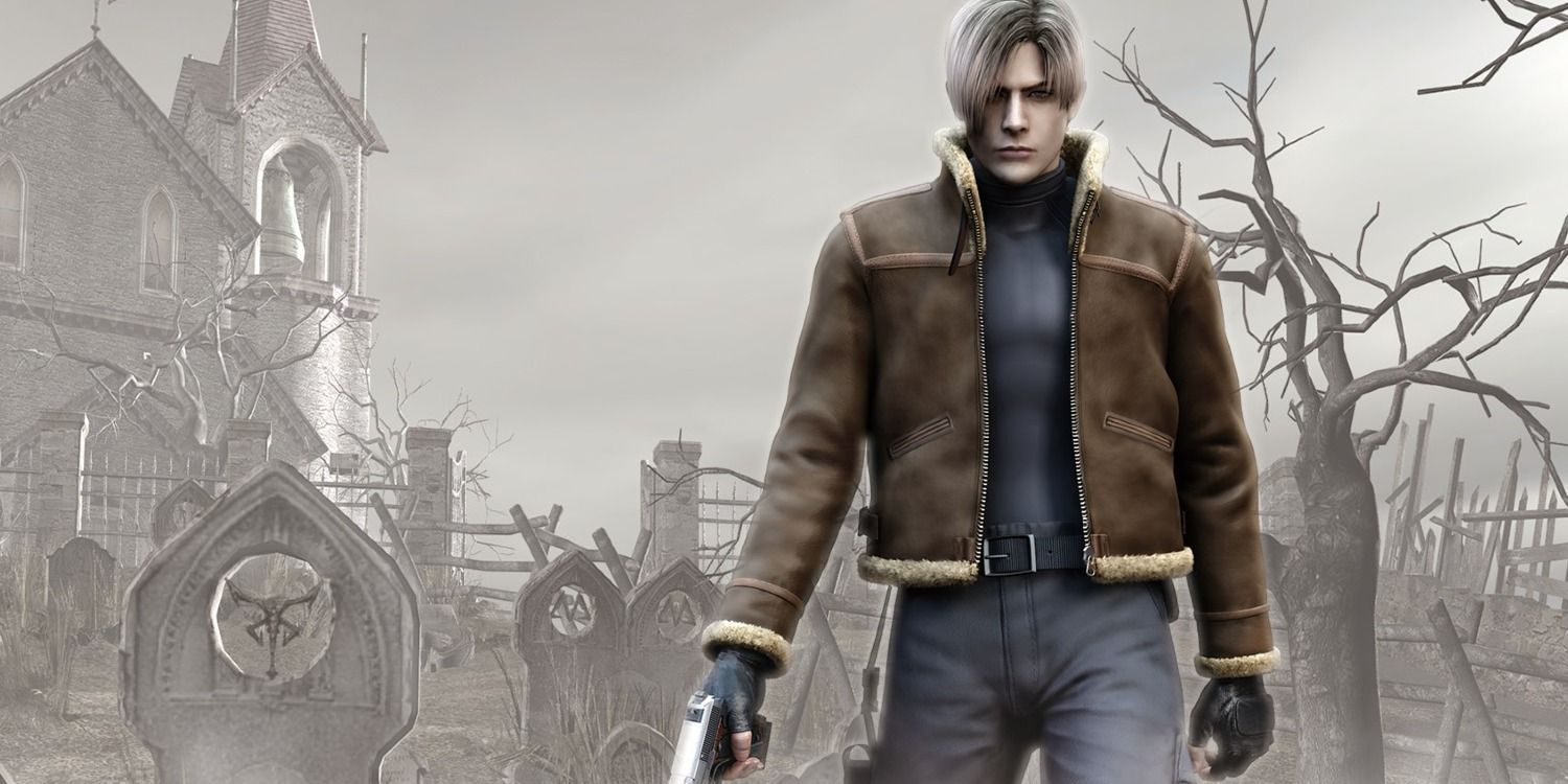 Leon S. Kennedy standing in front of the village church in Resident Evil 4.