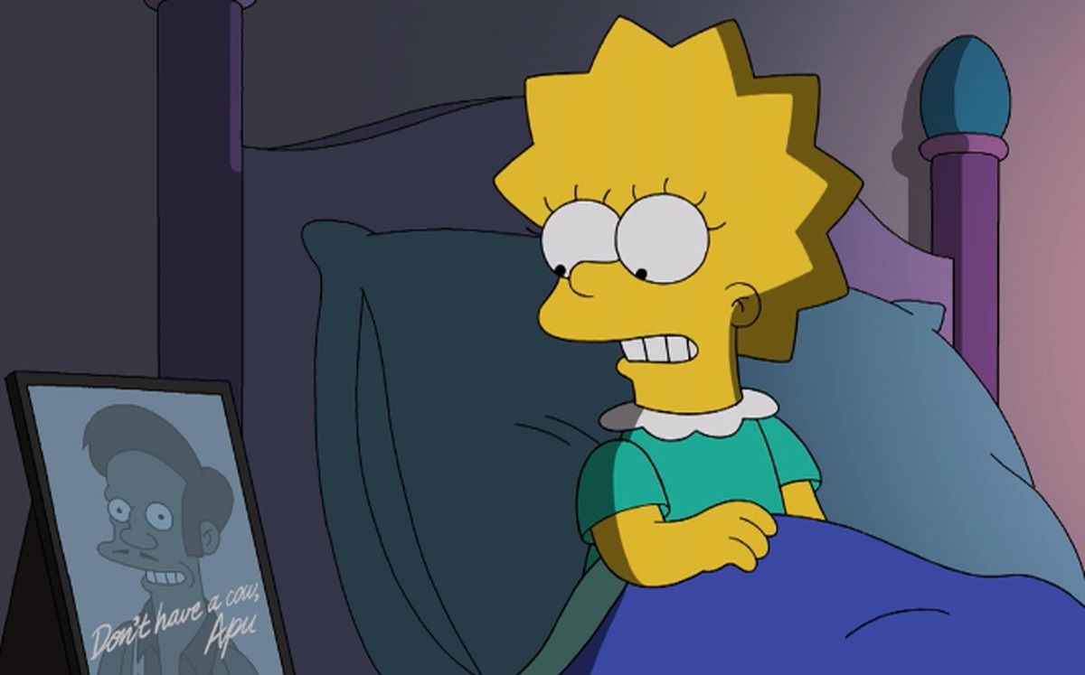 Lisa defending Apu's voice in The Simpsons
