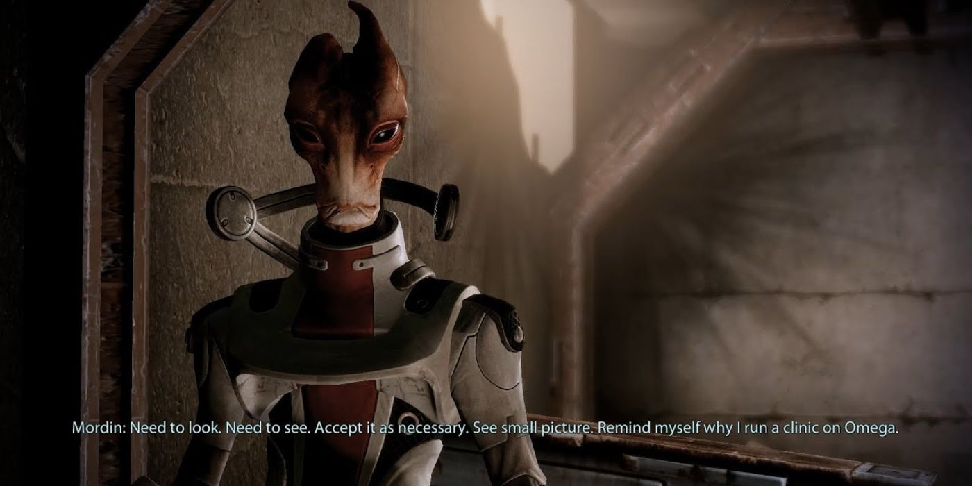 Mordin talks about his past during his loyalty mission in Mass Effect 2