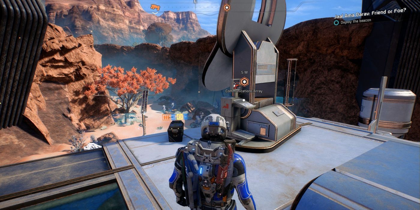 Ryder walks towards the beacon that will lay the trap for the Roekkar at Site: 2 Resilience during Friend or Foe Part III