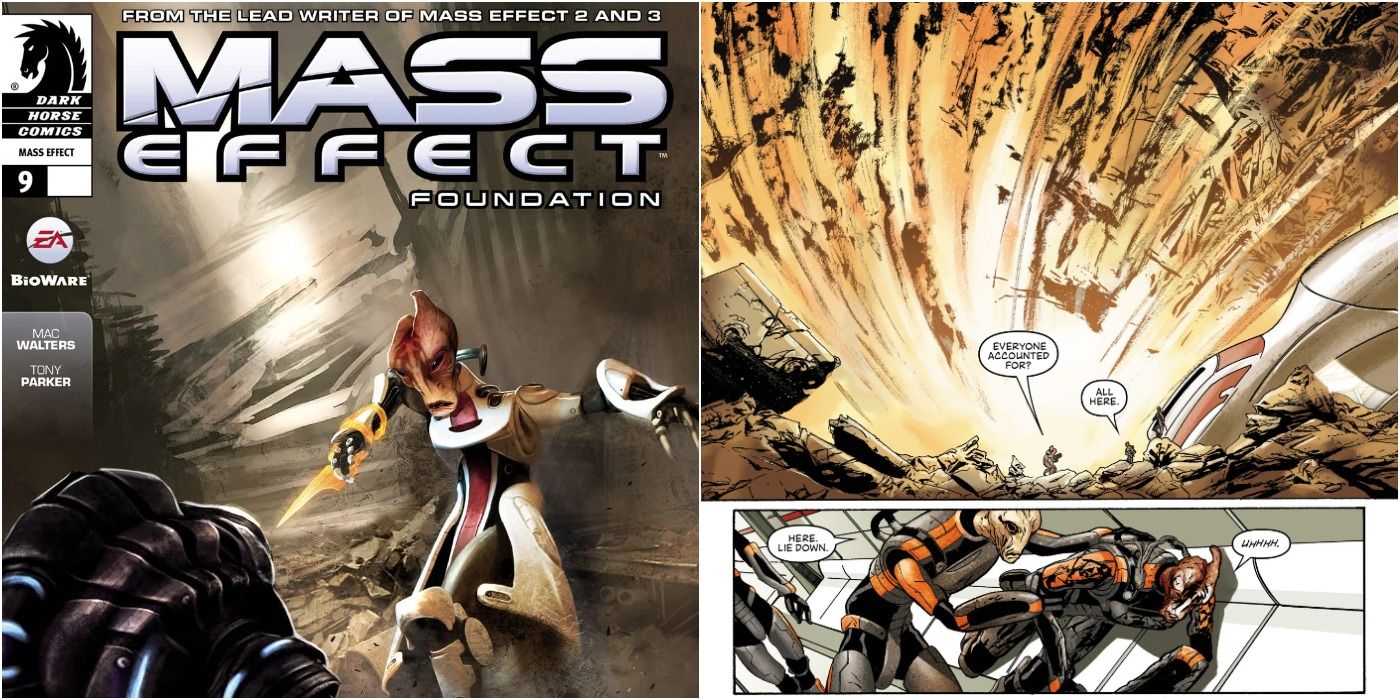 Mass Effect Foundation Issue Nine Split Image Cover and Comic Page