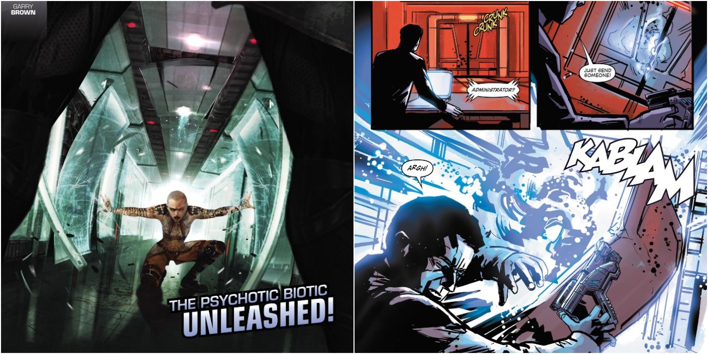 Mass Effect Foundation Issue Seven Split Image Cover and Comic