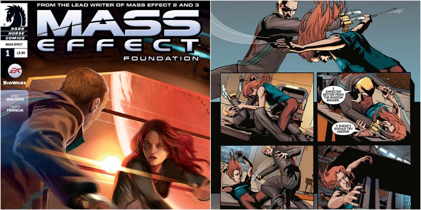 Mass Effect Foundation Issue one Split Image of Cover and Page of Comic