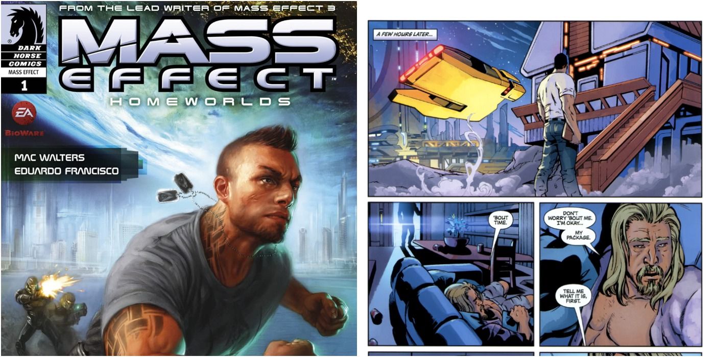 Mass Effect Homeworlds Issue One Split Image Cover and Comic Strip