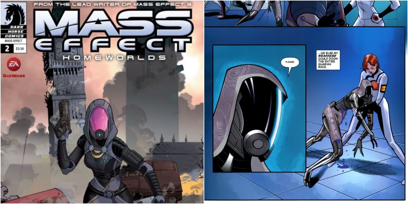Mass Effect Homeworlds Issue two Split Image Of Cover and Comic Page