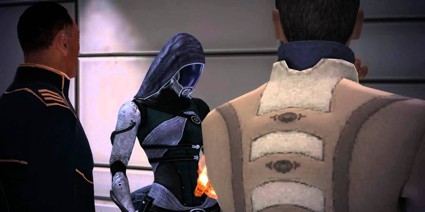 Mass Effect Screenshot of Tali On Citadel With Anderson and Udina
