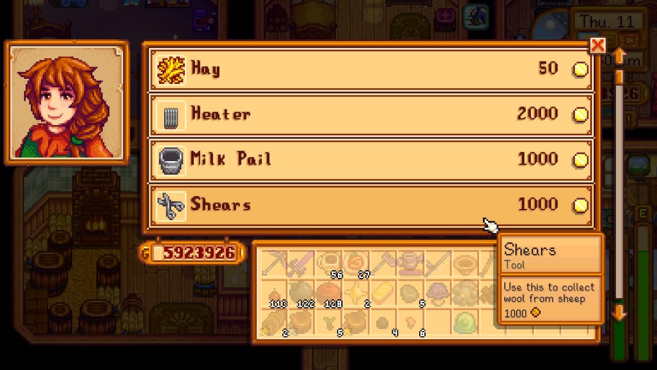 marnie's ranch shop stardew valley milk pail shears tools