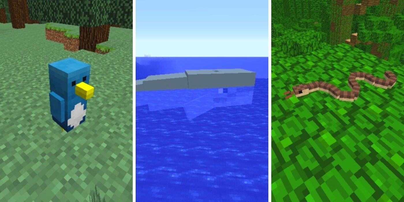 Minecraft: Animals Plus Mod - Penguin, whale and snake