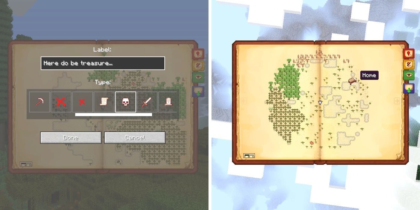 Minecraft Antique atlas mod - Waypoint selection and map screen